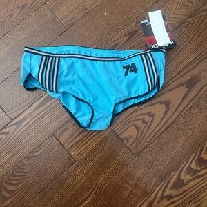Hustler Hollywood Blue Track Shorts with Black Stripes